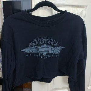 Cropped long sleeved vintage Harley Davidson top - Size XL, cropped for S - M